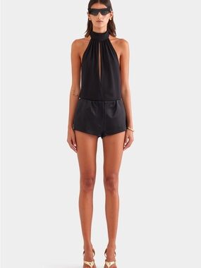 Venroy Silk Cotton Mini Shorts in Black